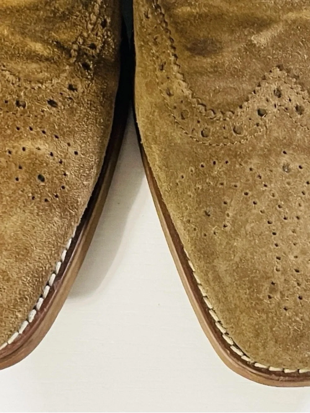 Saks Fifth Avenue Kennedy Wingtip Oxford Suede Mens Shoes 10 Brown Vintage Lux